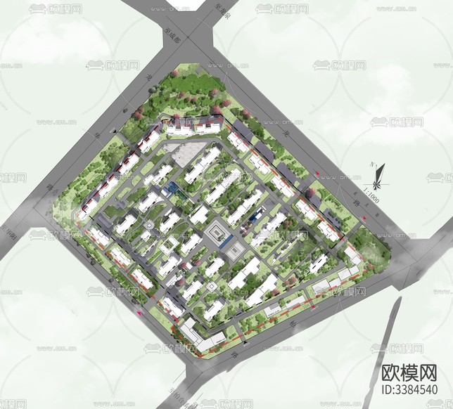 高層小區(qū)建筑CAD施工圖下載(渲染圖2)