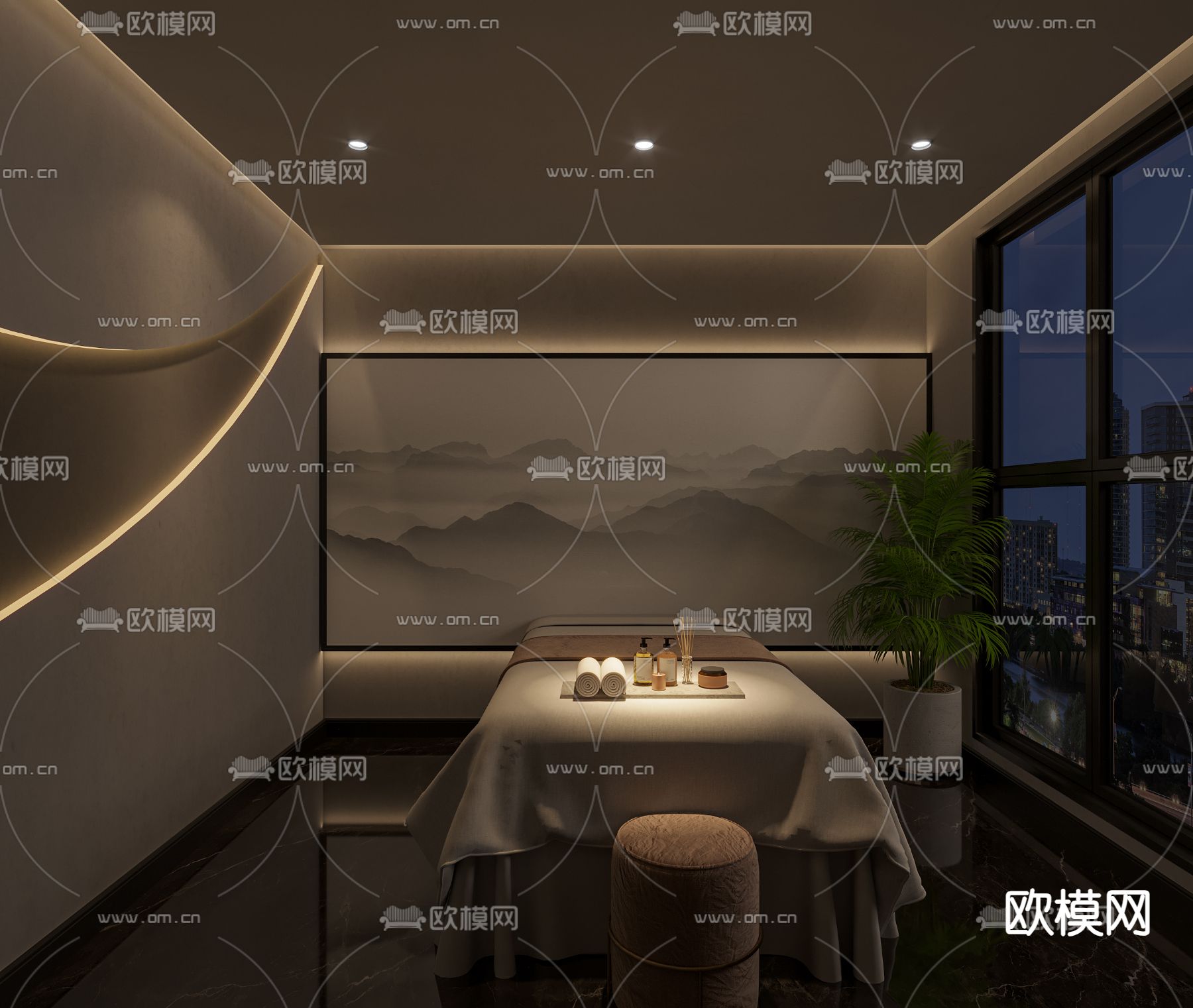 侘寂风SPA护理房3d模型下载