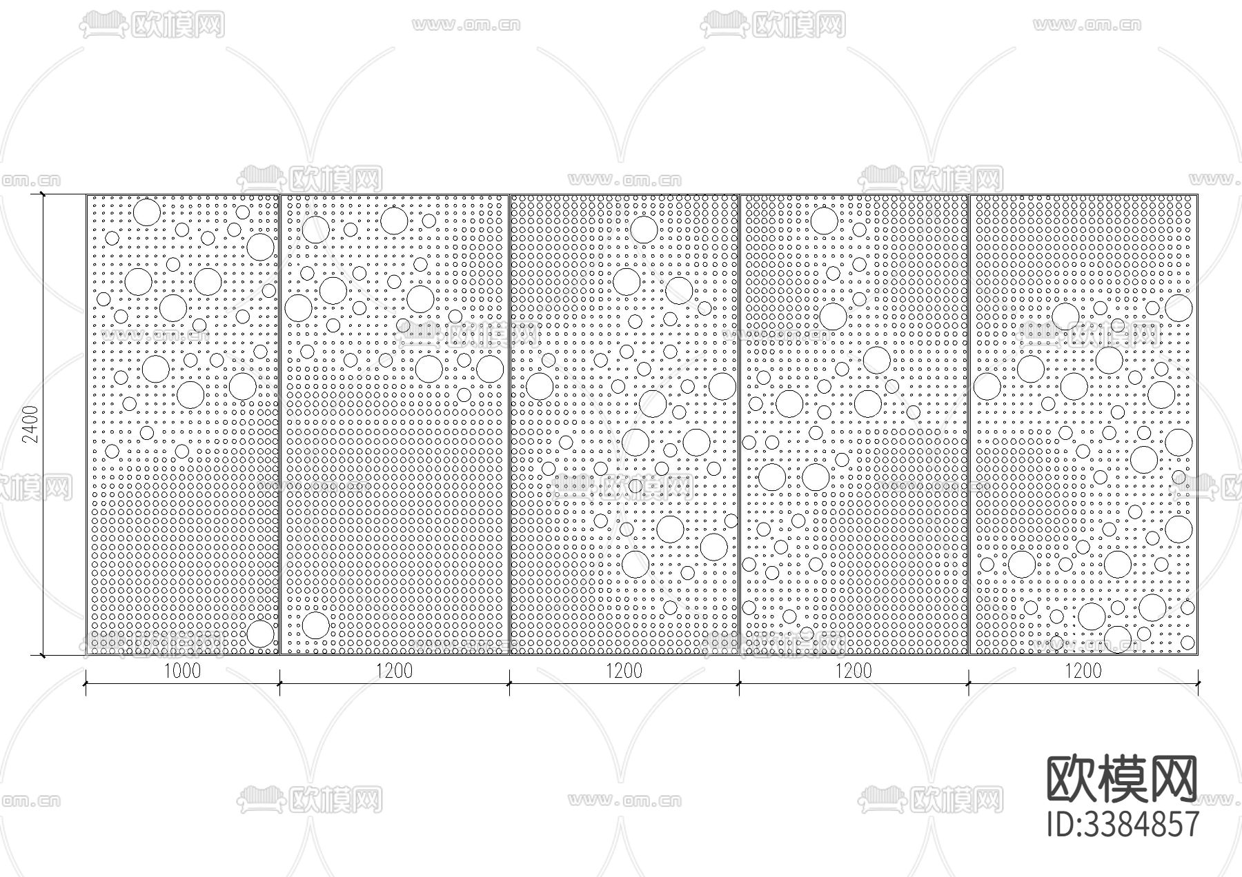 艺术穿孔板施工图CAD图库下载（渲染图7）