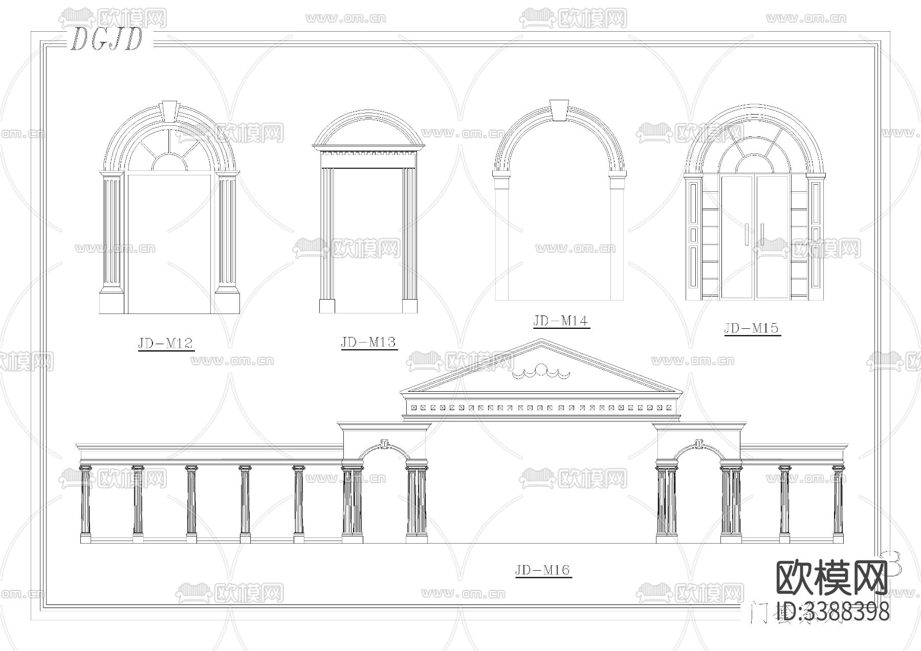 欧式建筑构件cad图库下载（渲染图4）