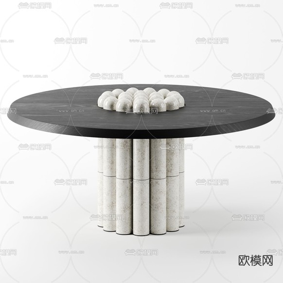 圆形餐桌3d模型下载