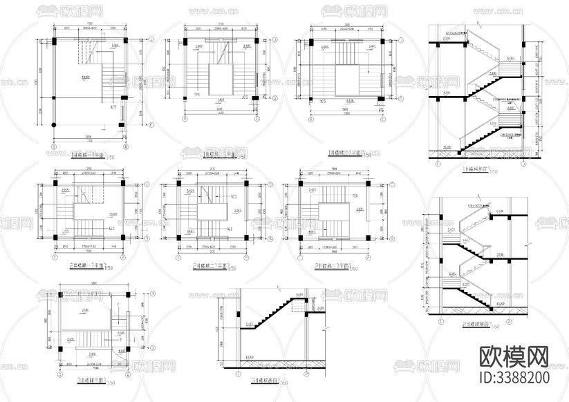 三層教堂建施cad施工圖下載(渲染圖6)
