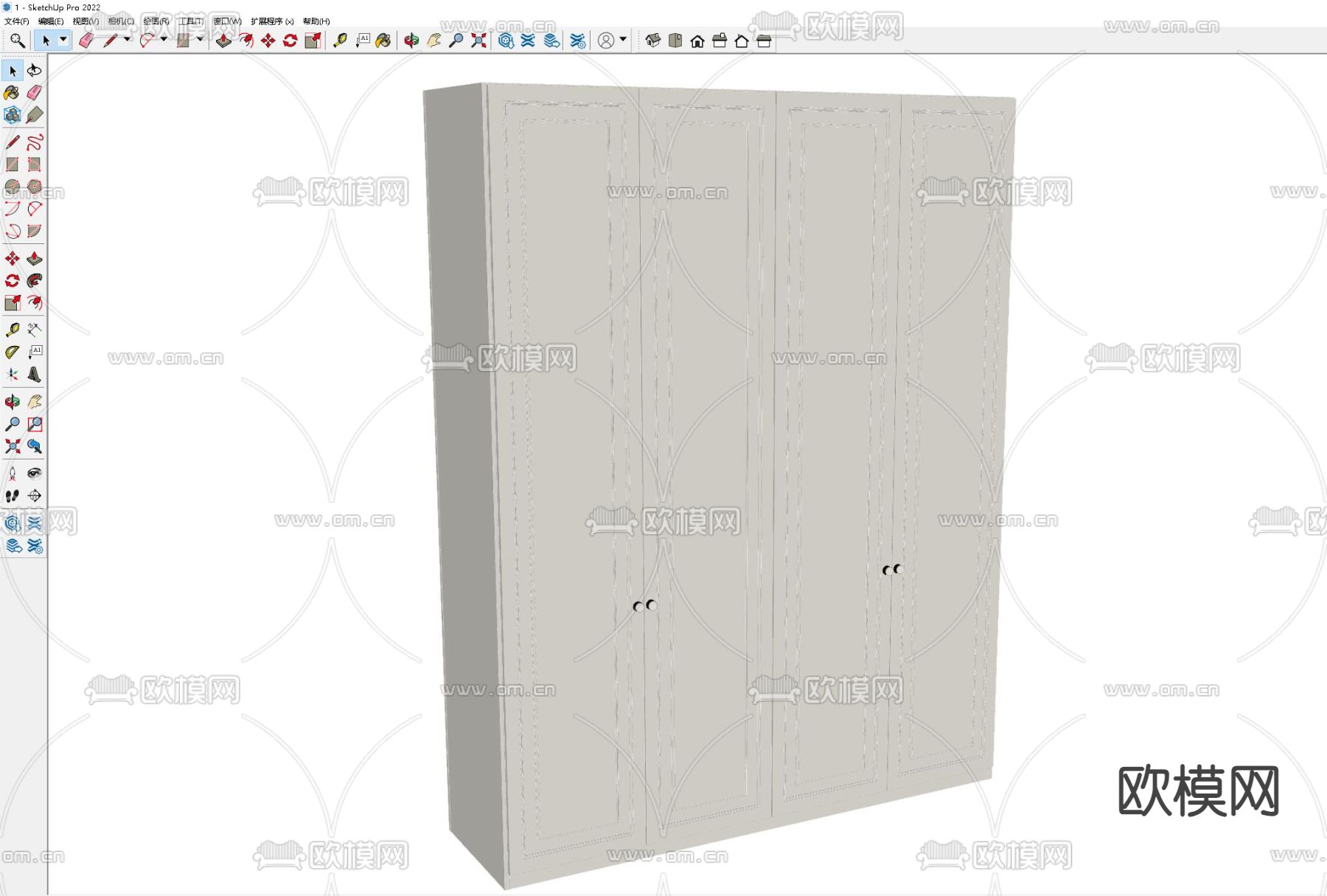 简欧衣柜su模型下载（渲染图1）