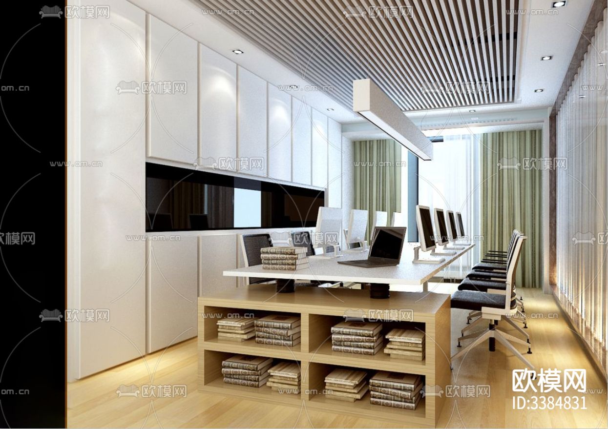 城市花园七层办公室CAD施工图下载（渲染图2）