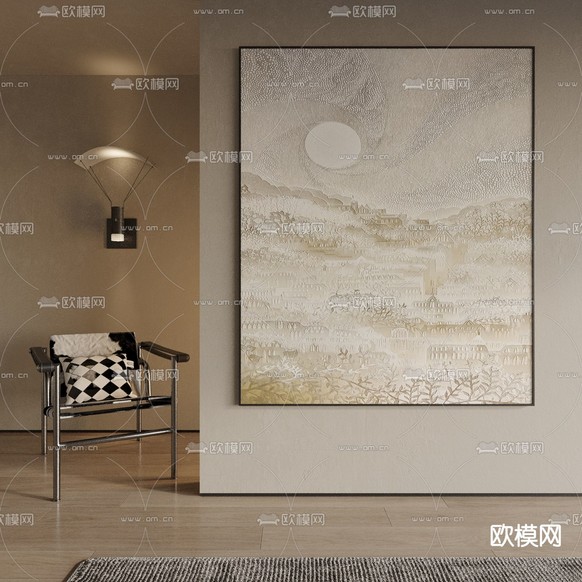 侘寂油画 肌理画 装饰画3d模型下载