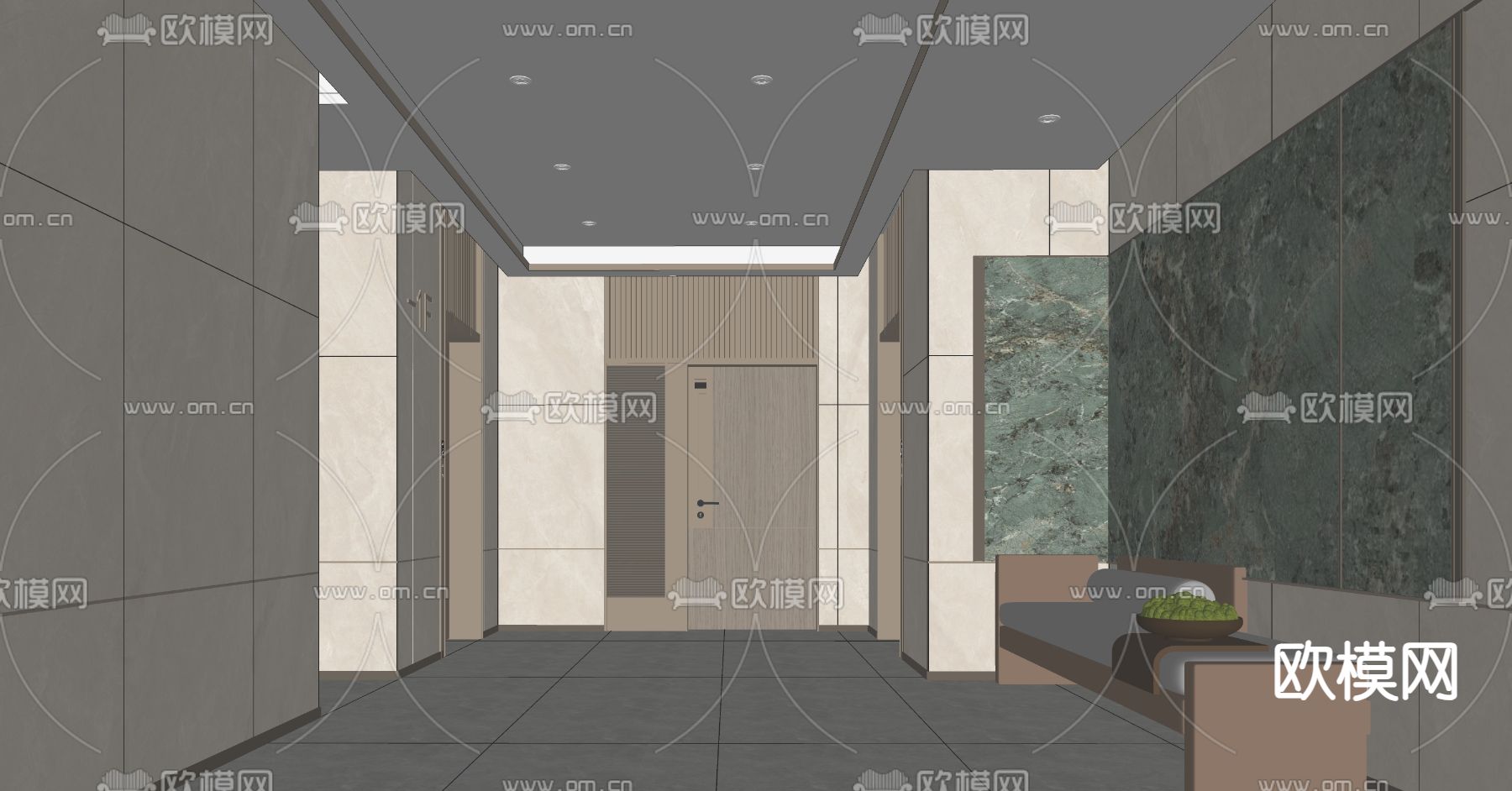 现代入口前厅 电梯厅su模型下载（渲染图1）