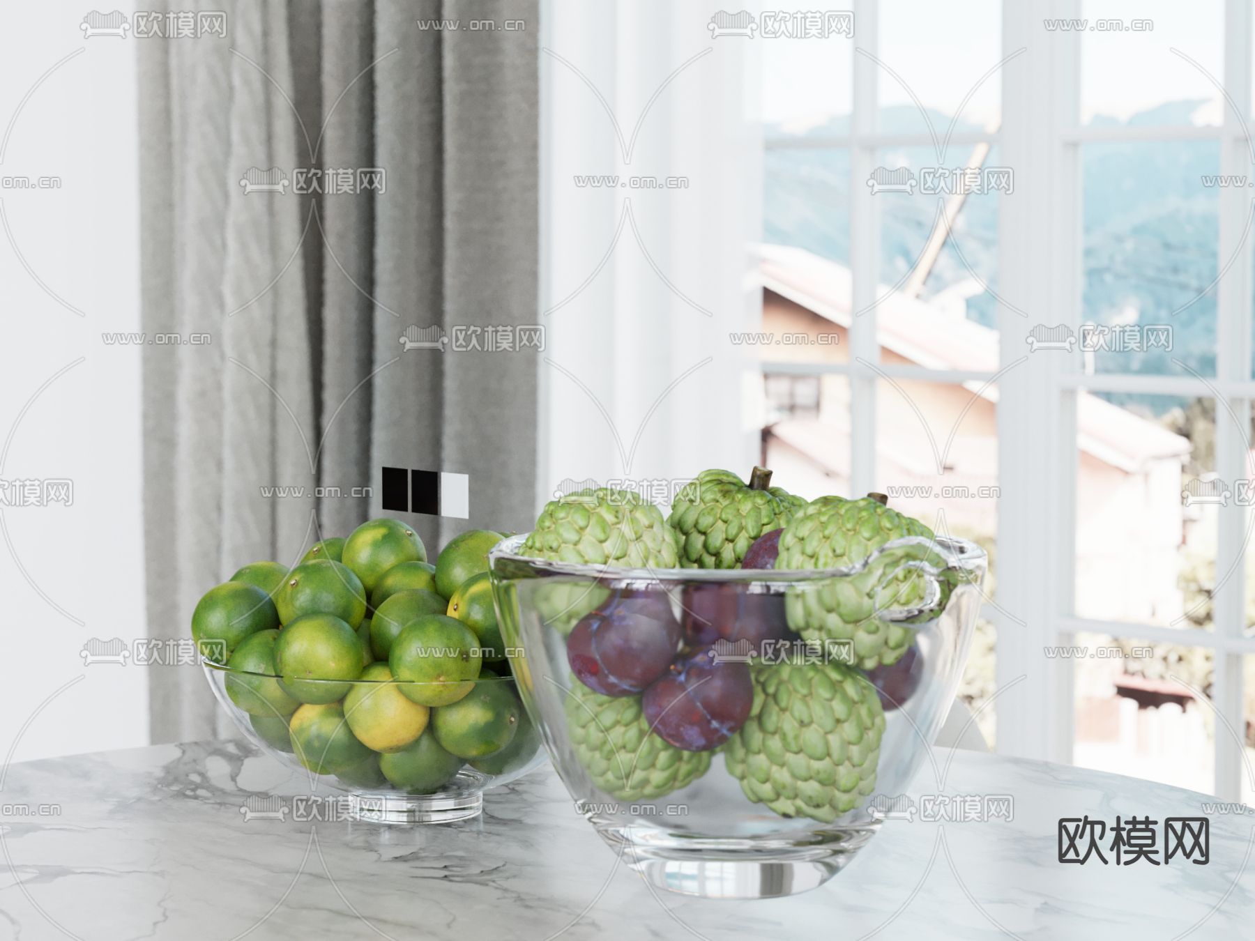 水果 橘子 果盘 释迦果su模型下载（渲染图2）