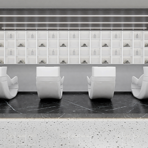  现代理发店 洗头区su模型 