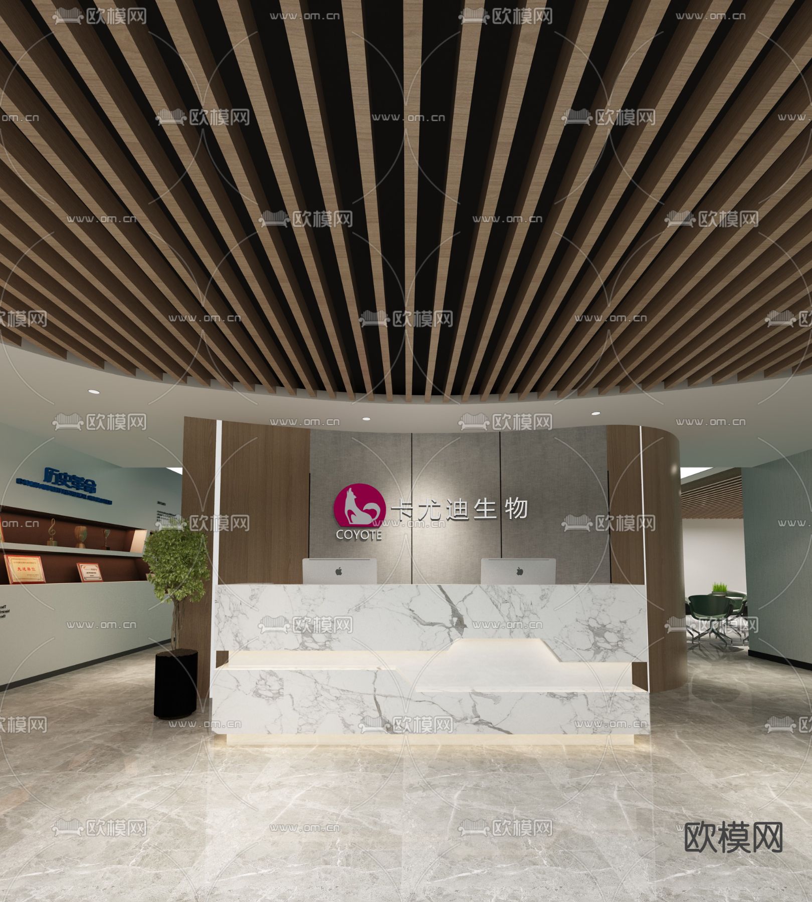 科技公司前台 接待3d模型下载（渲染图1）