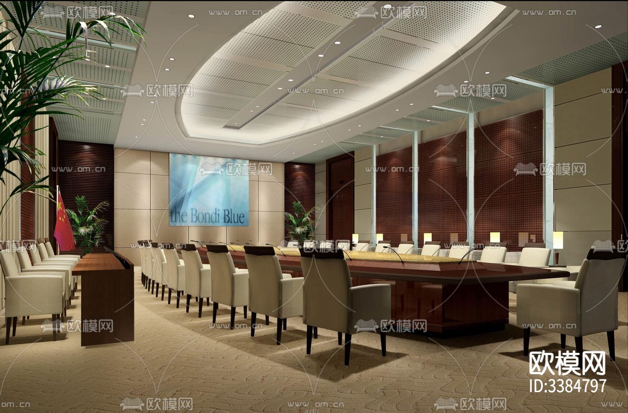 石油指挥中心企业办公室cad施工图下载（渲染图1）