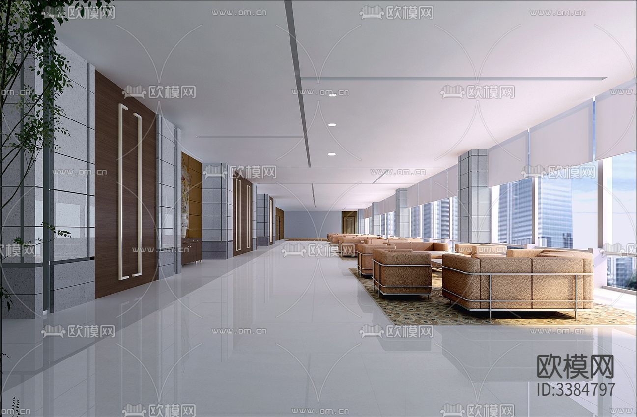 石油指挥中心企业办公室cad施工图下载（渲染图4）