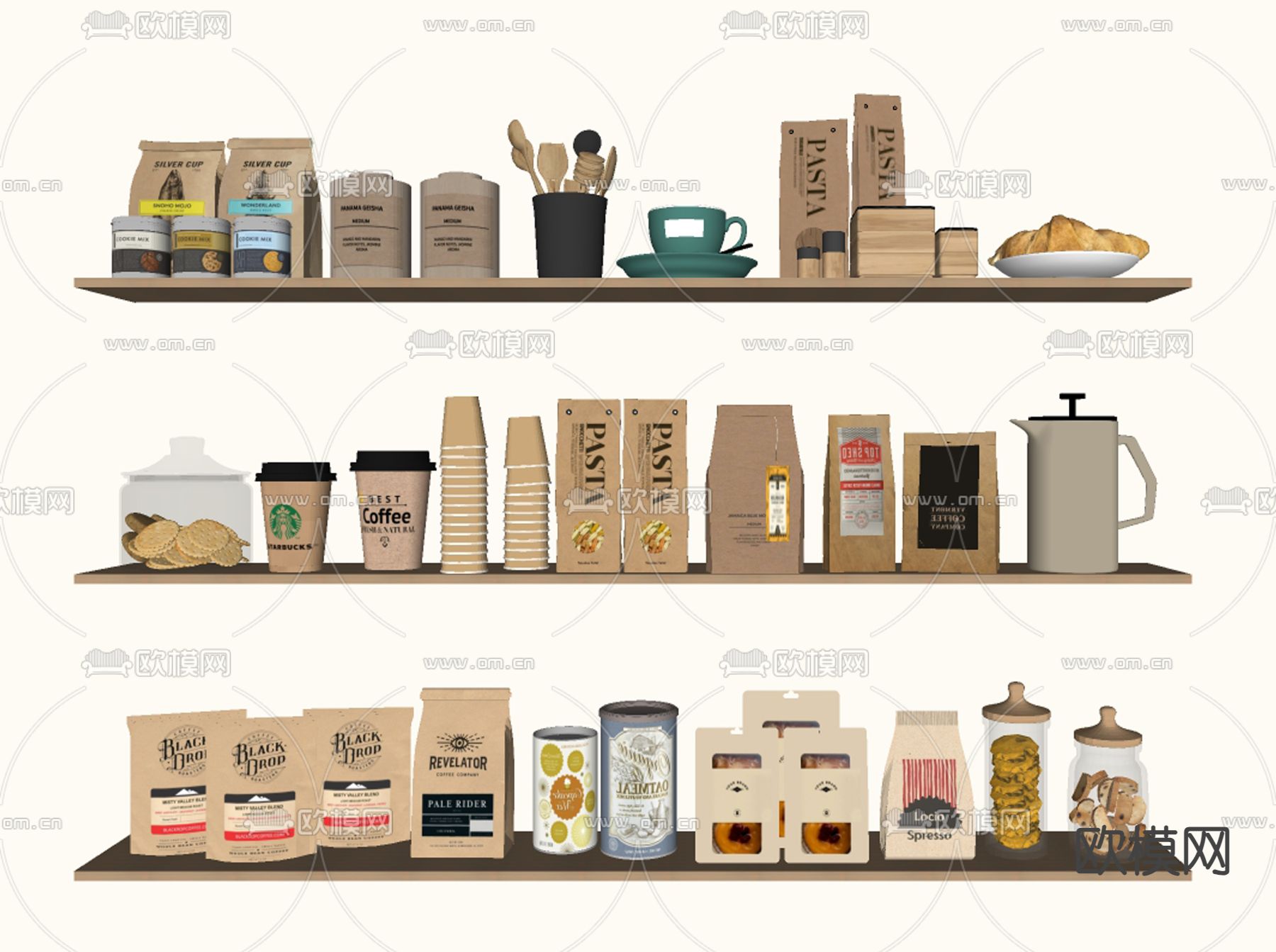 咖啡用品 咖啡杯 食物饮料su模型下载（渲染图1）