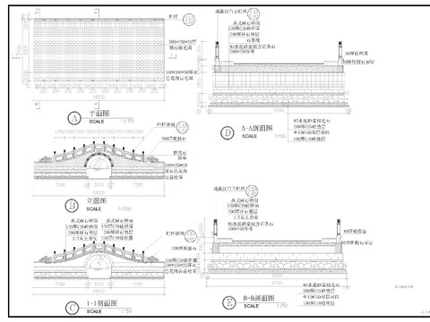  单拱石桥cad大样图 