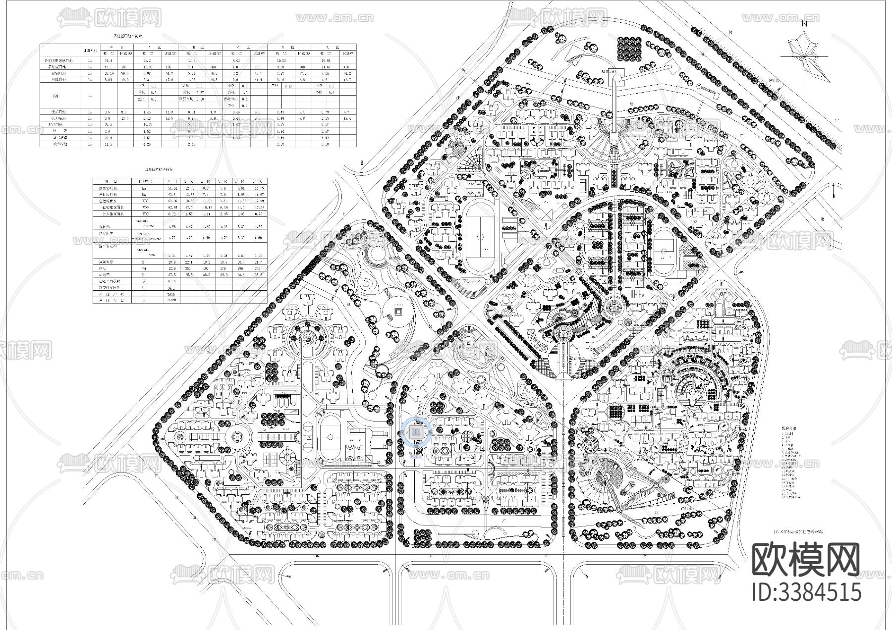 200套住宅区规划CAD图库下载（渲染图4）