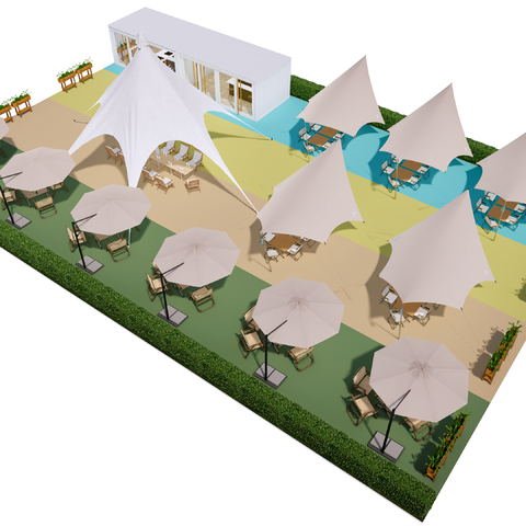  露营 户外餐桌椅su模型 