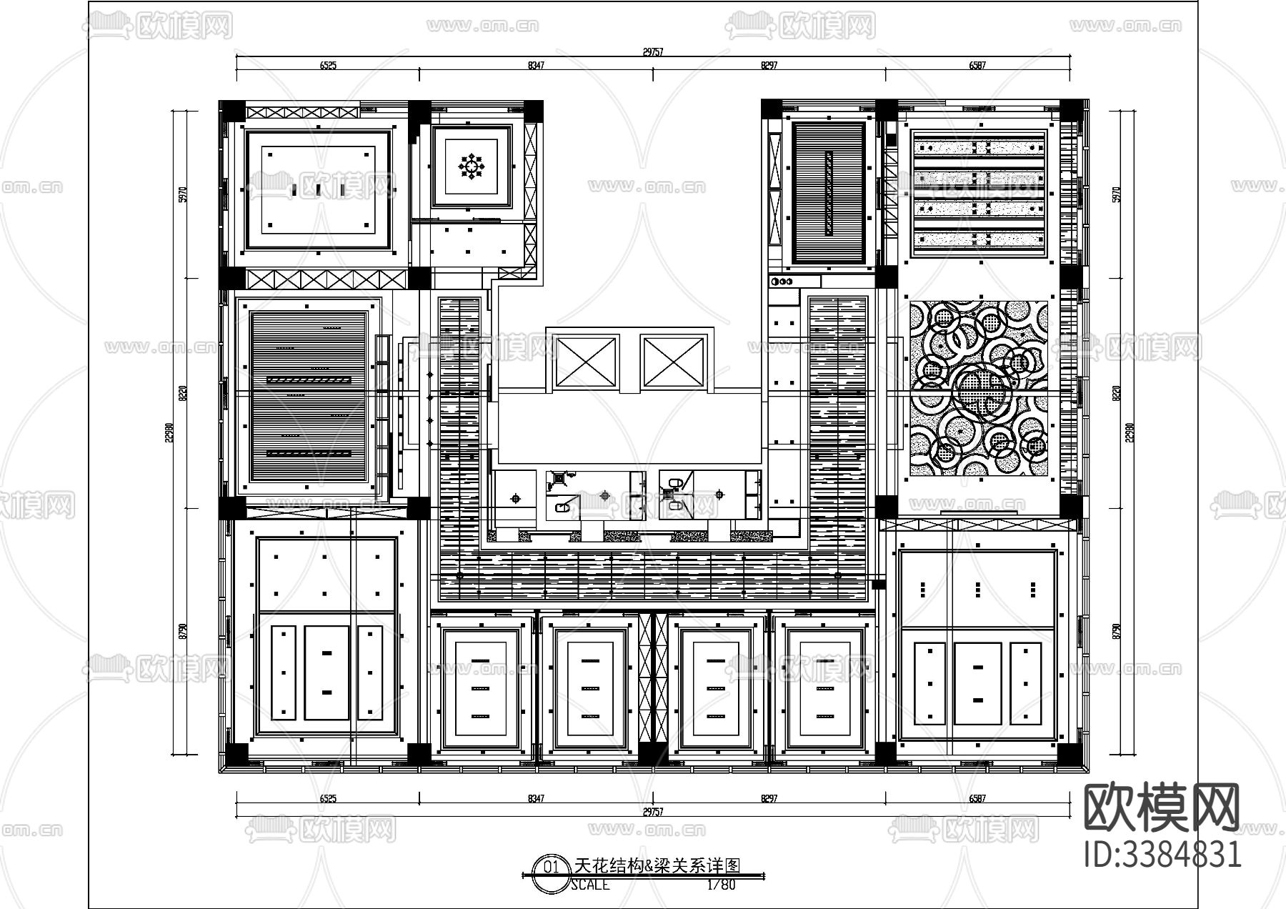 城市花园七层办公室CAD施工图下载（渲染图5）