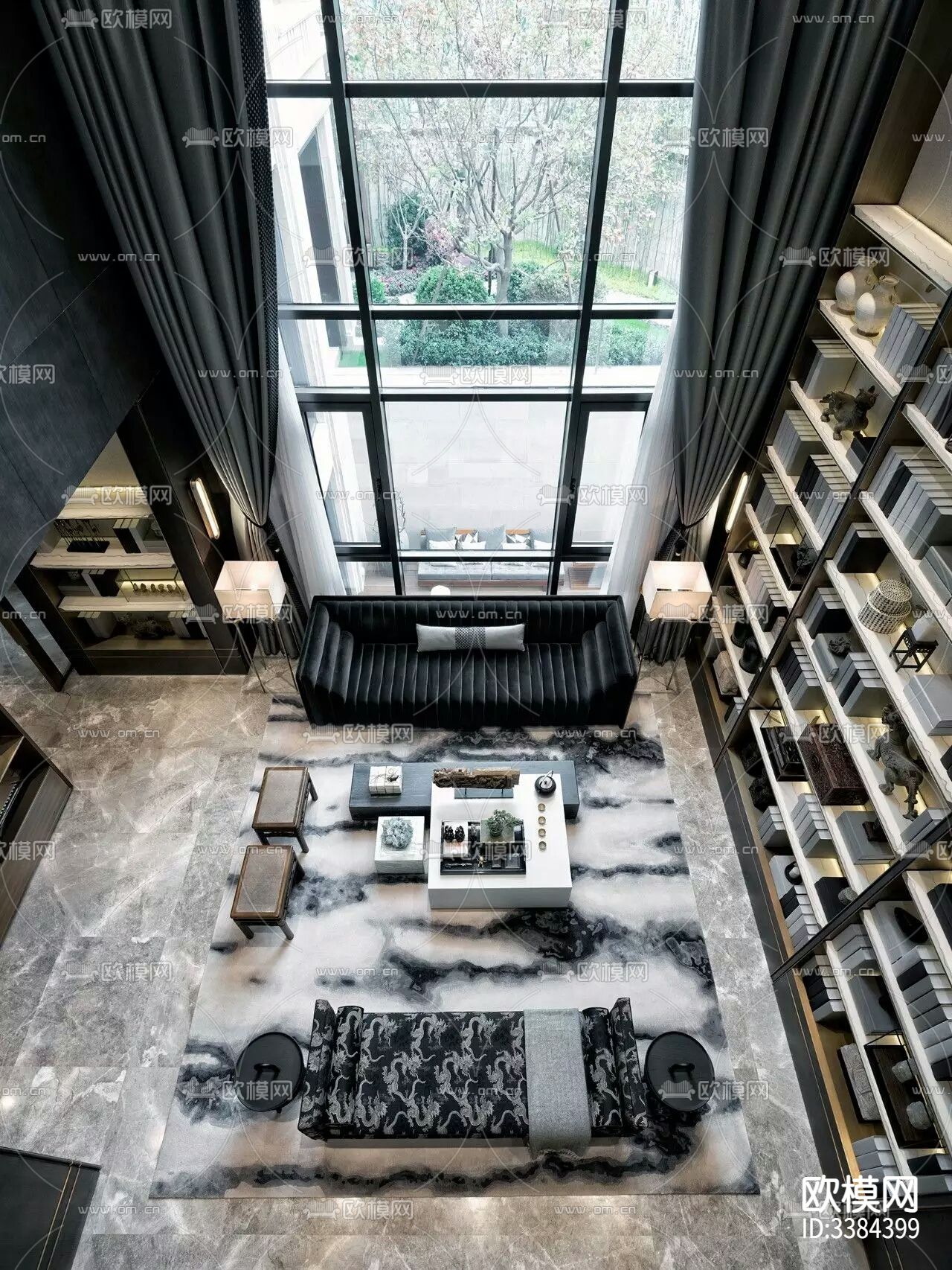 中式别墅CAD施工图下载（渲染图5）