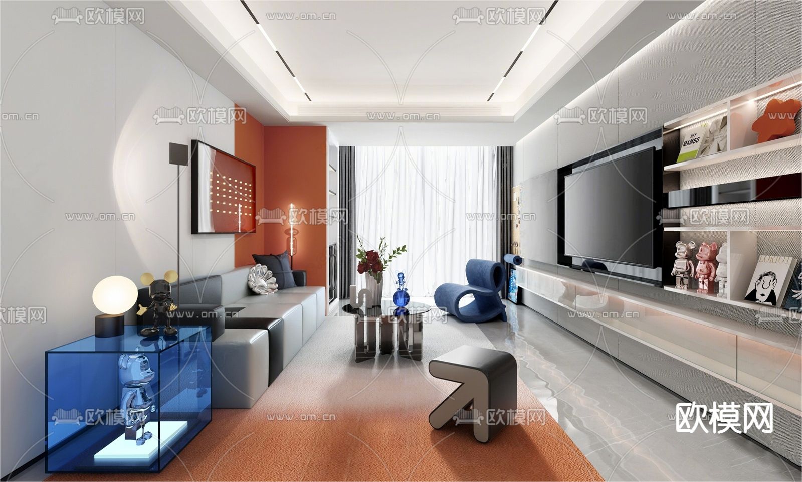 后现代客厅3d模型下载