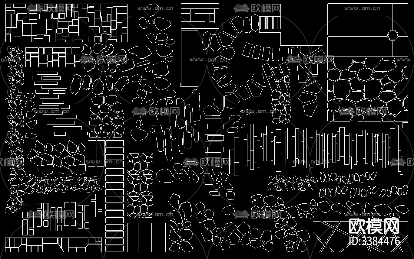 景观汀步路CAD图库下载（渲染图3）