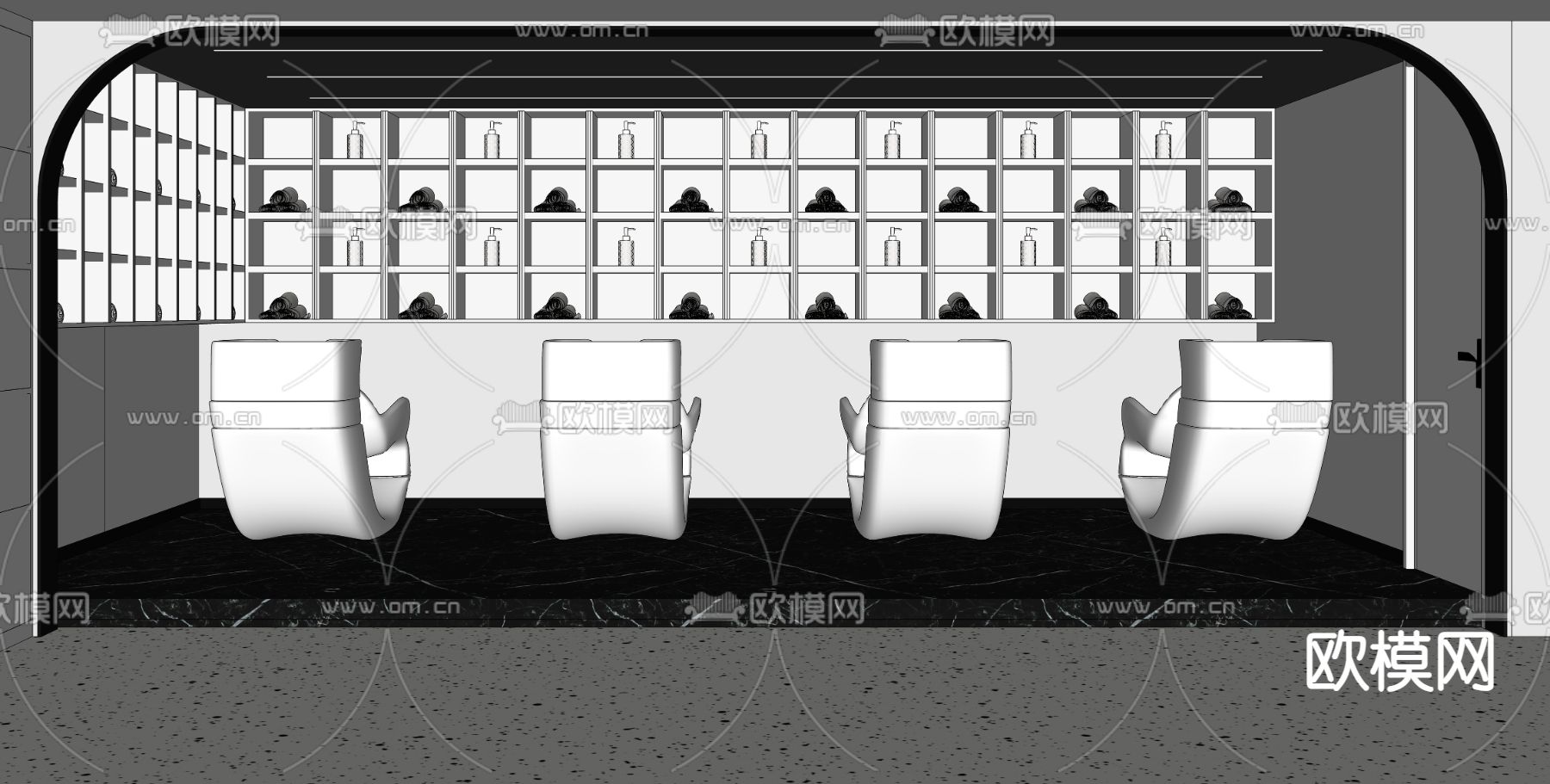现代理发店 洗头区su模型下载（渲染图1）