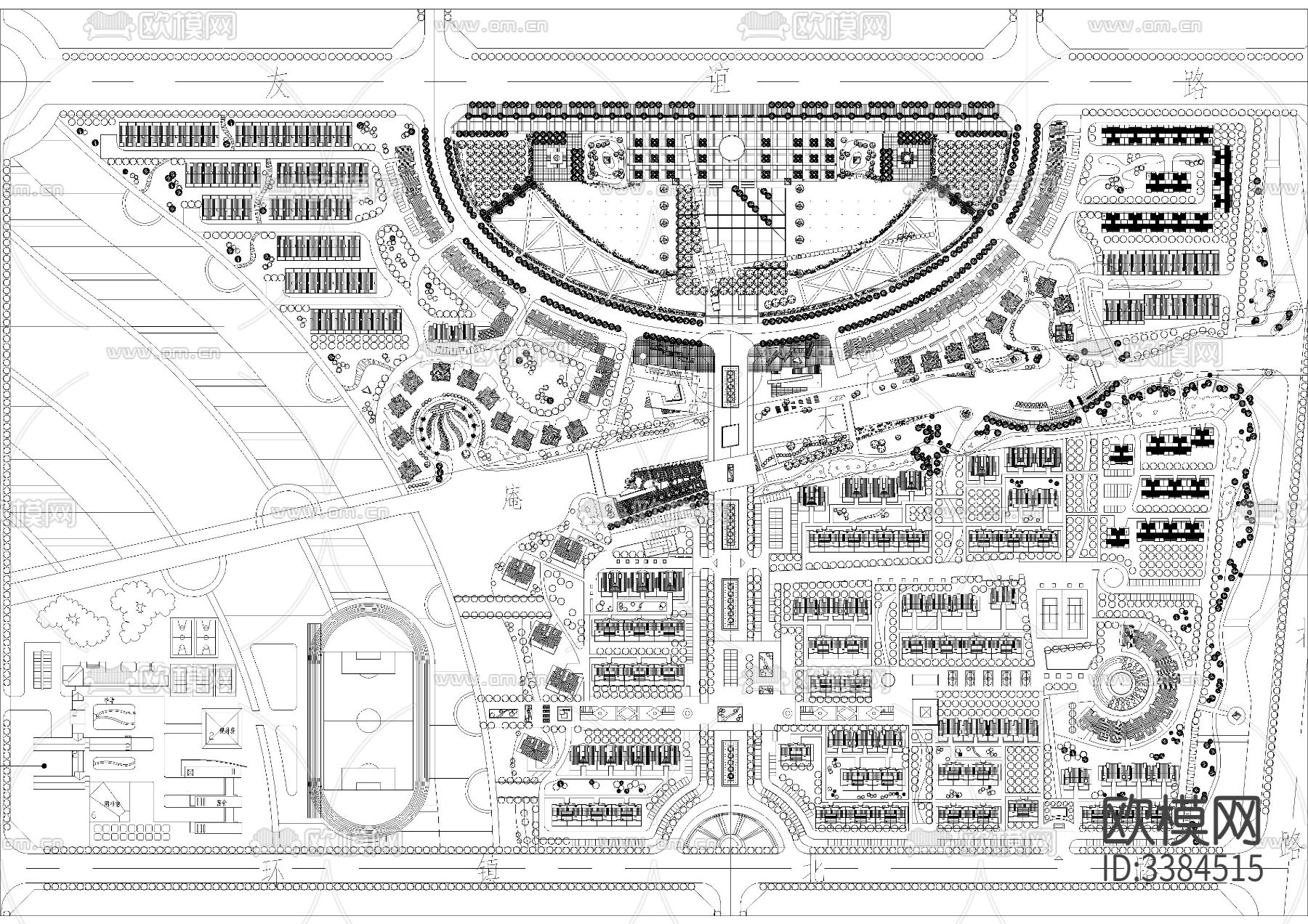 200套住宅区规划CAD图库下载（渲染图7）