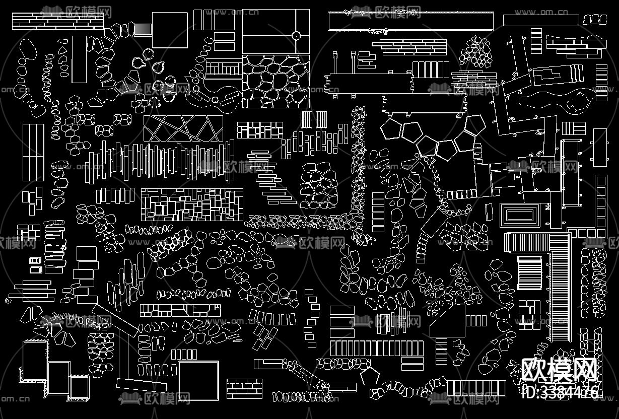 景观汀步路CAD图库下载（渲染图2）