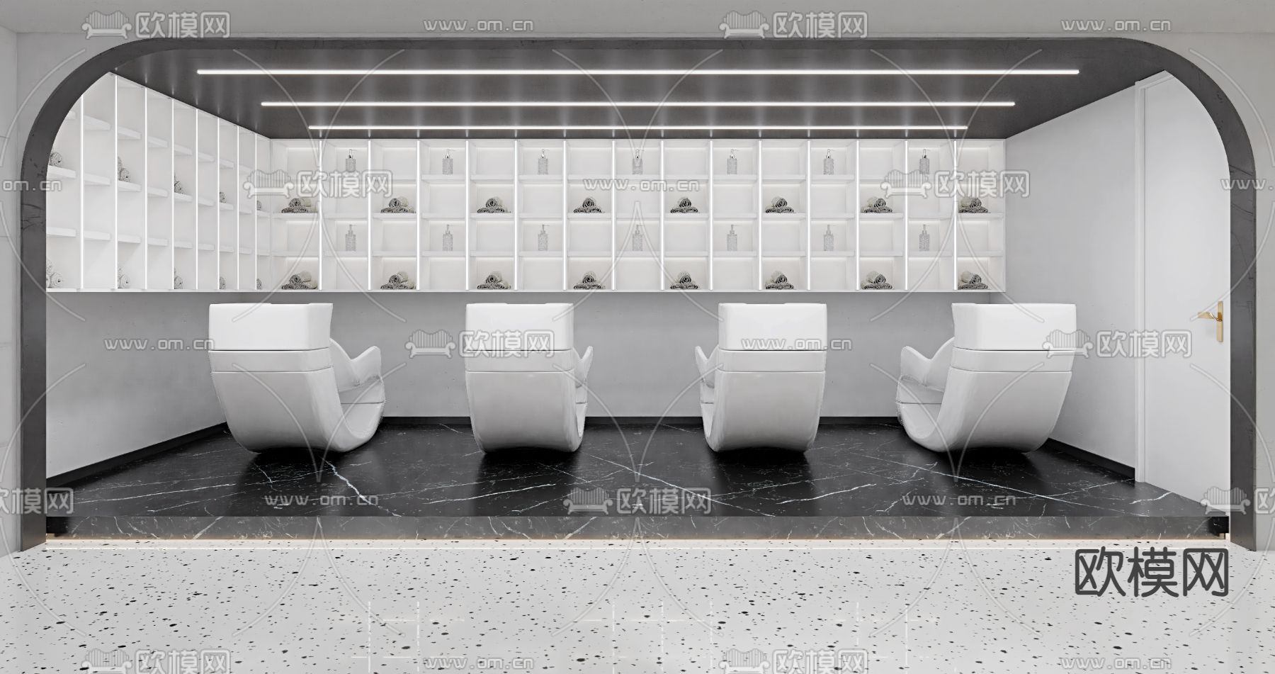 现代理发店 洗头区su模型下载（渲染图2）