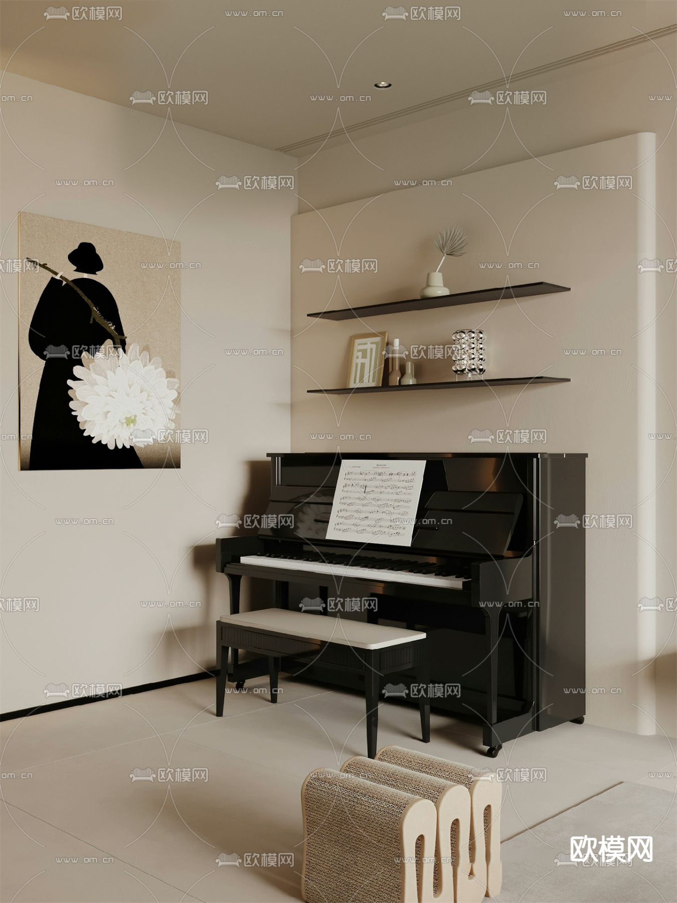 立式钢琴3d模型下载