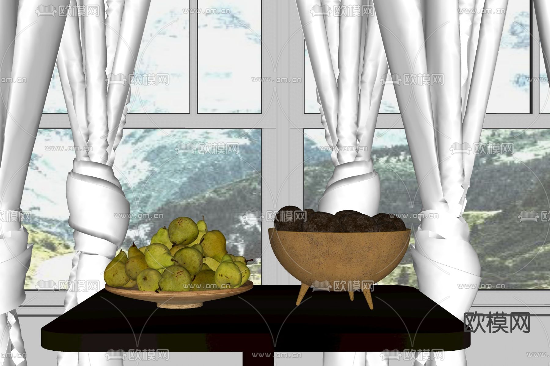 水果 果盘 鸭梨su模型下载（渲染图1）