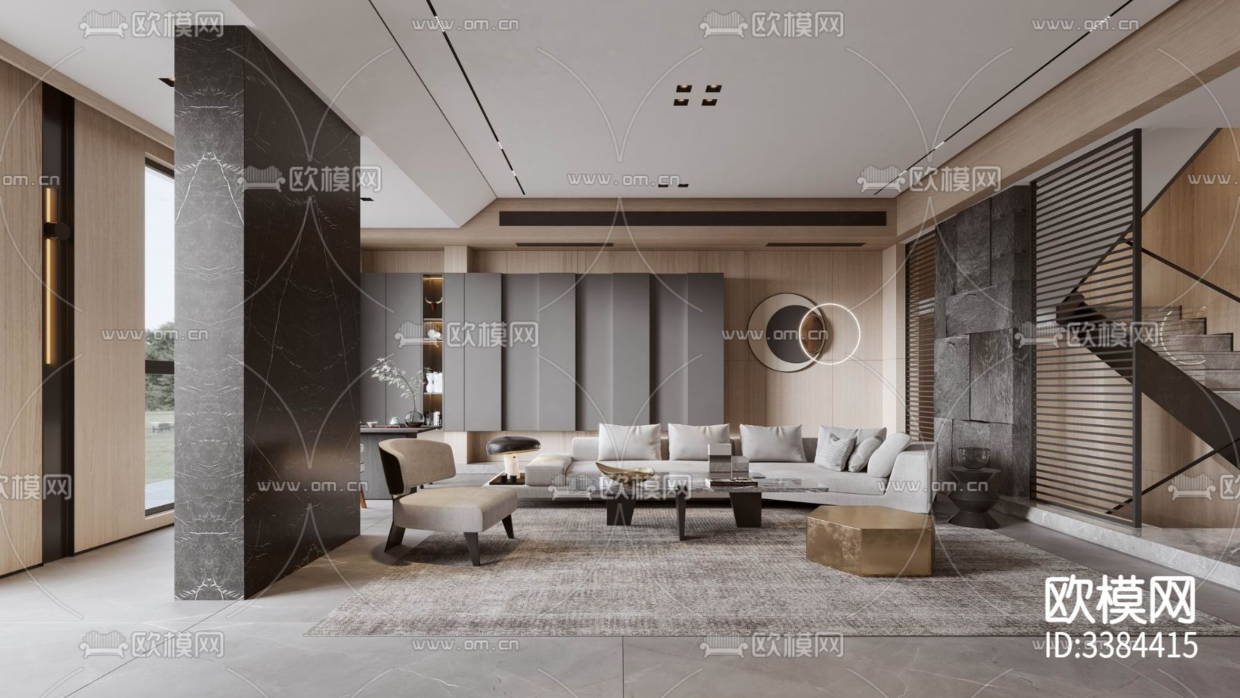 现代别墅CAD施工图下载（渲染图8）