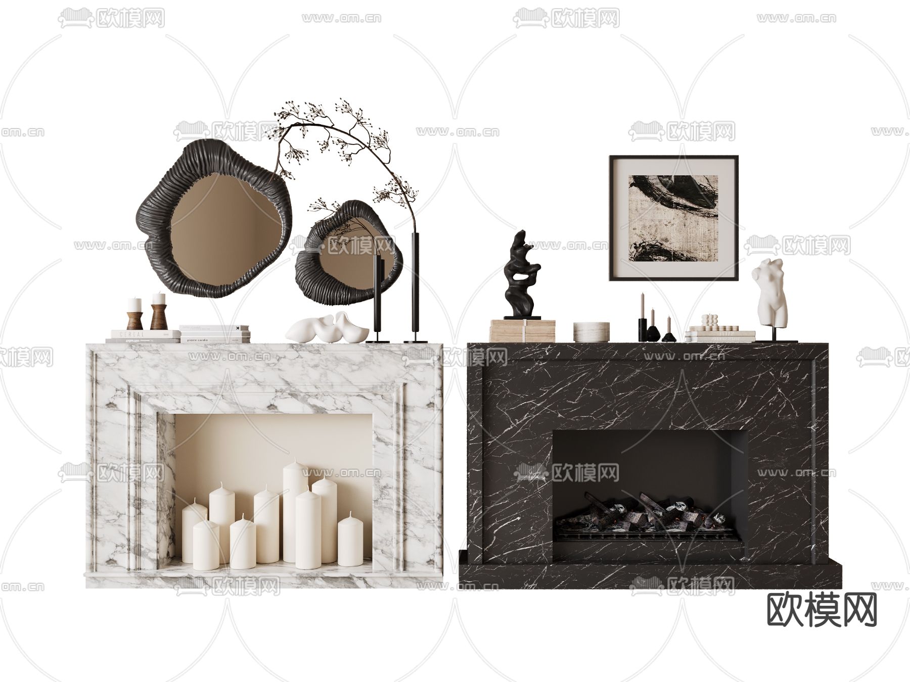 法式壁炉su模型下载（渲染图2）