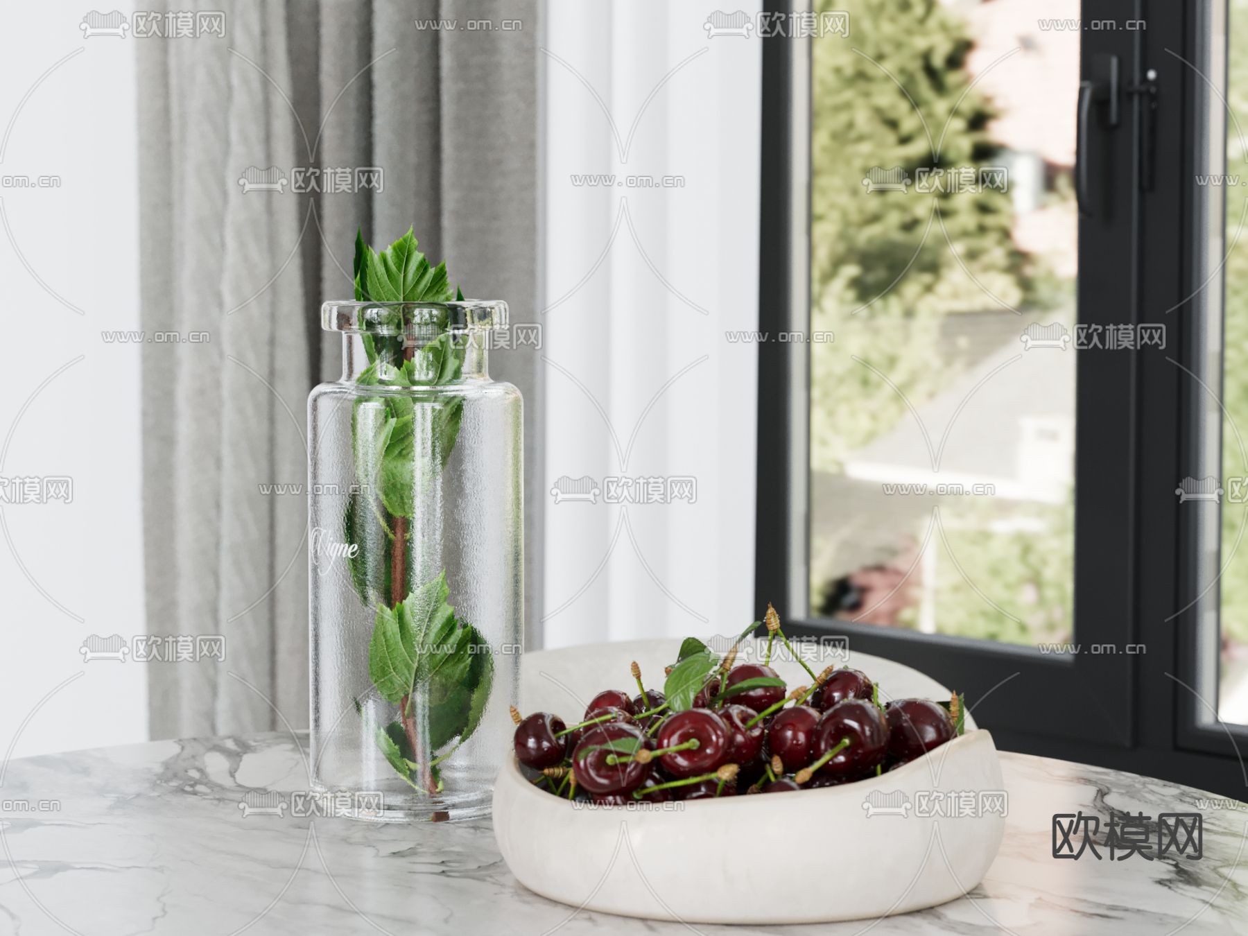 水果 车厘子 果盘su模型下载（渲染图2）