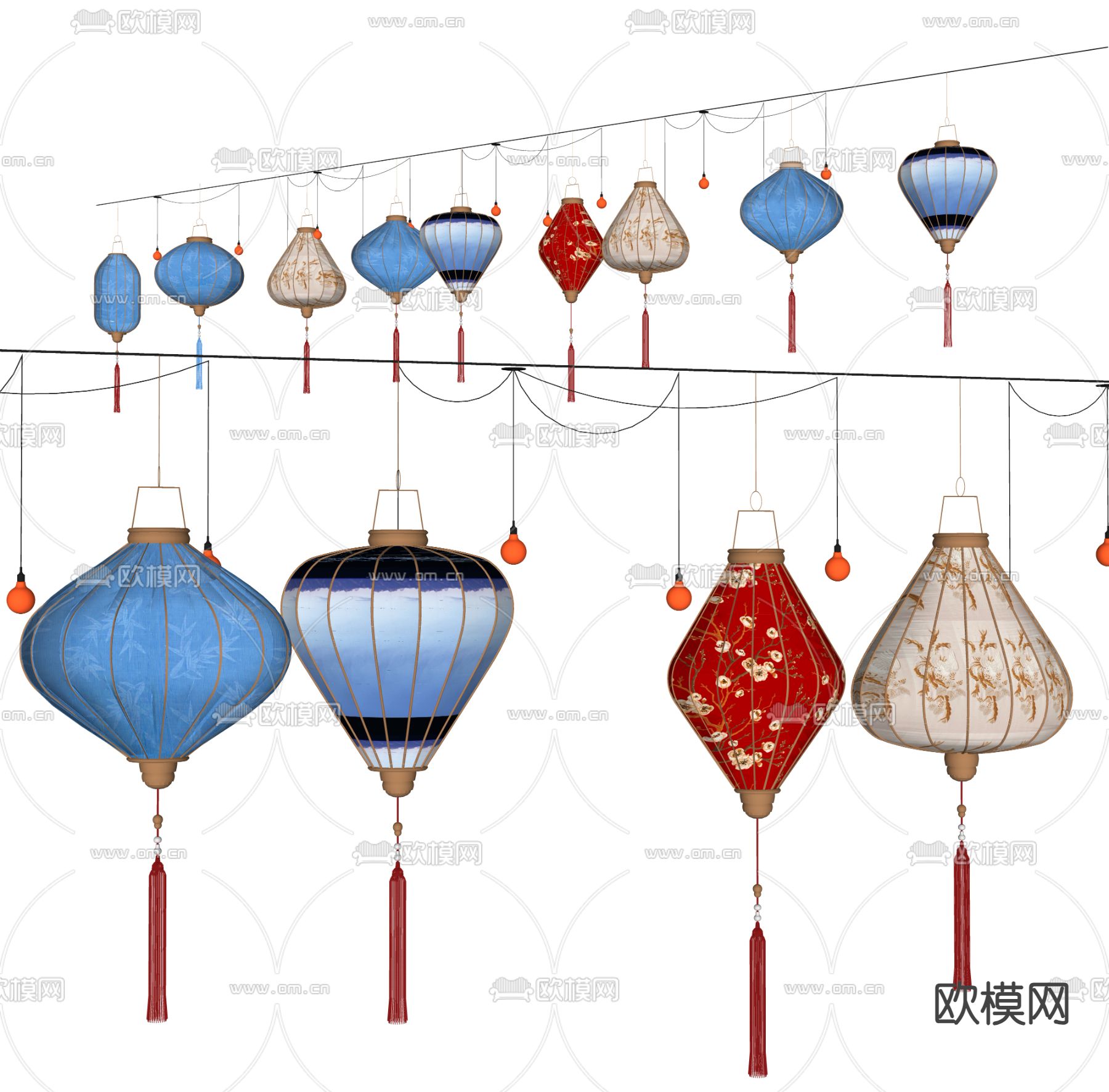 新中式灯笼su模型下载（渲染图1）