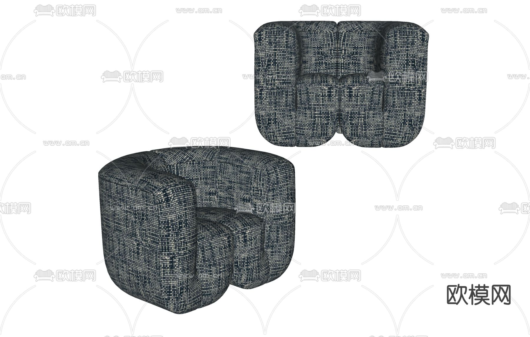 单人沙发su模型下载（渲染图1）