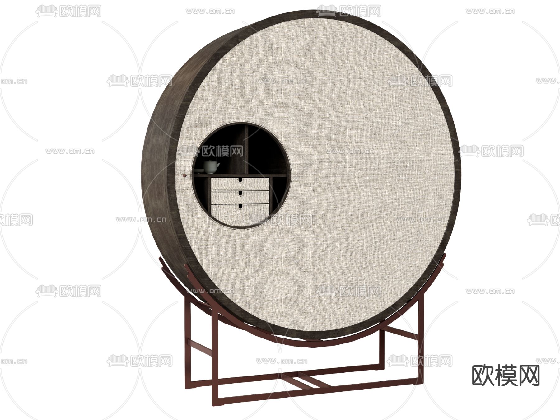 侘寂装饰柜 书柜su模型下载（渲染图2）