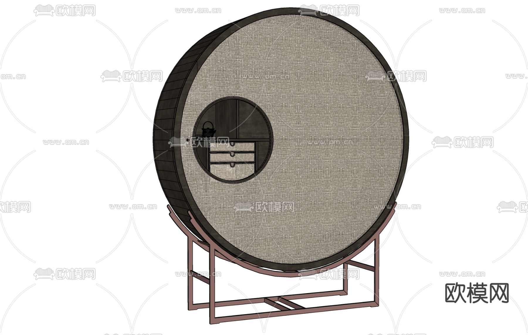 侘寂装饰柜 书柜su模型下载（渲染图1）