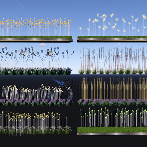  现代景观氛围灯 草坪灯 星光灯su模型 
