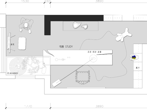  书房 多功能室CAD平面图 