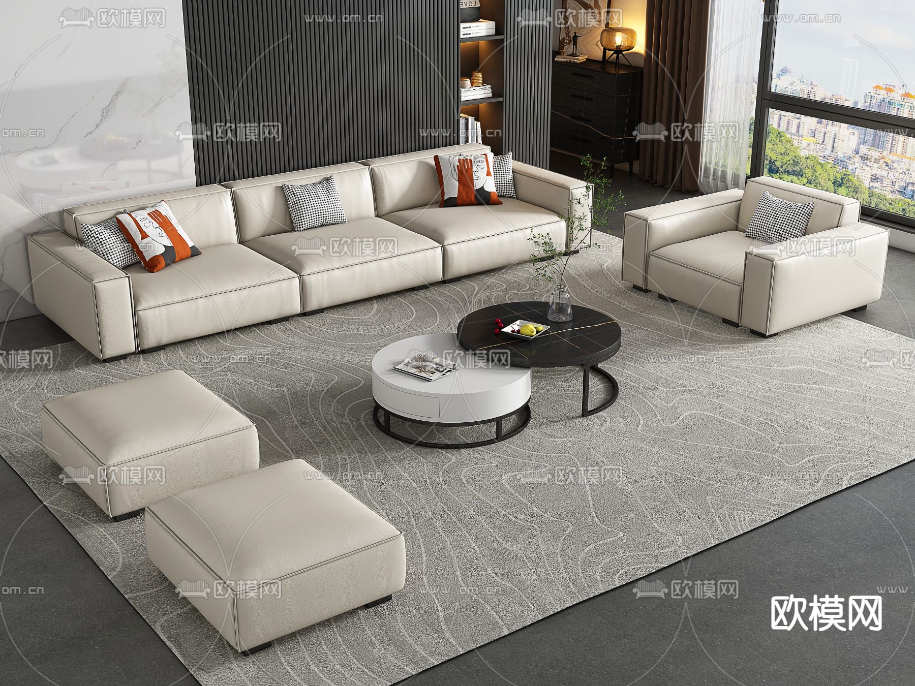 现代组合沙发3d模型下载