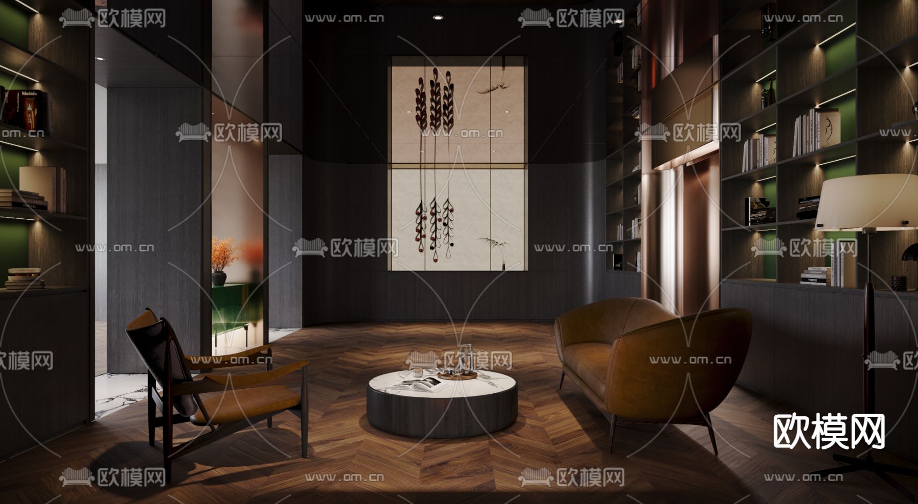 现代别墅影音室3d模型下载（渲染图3）