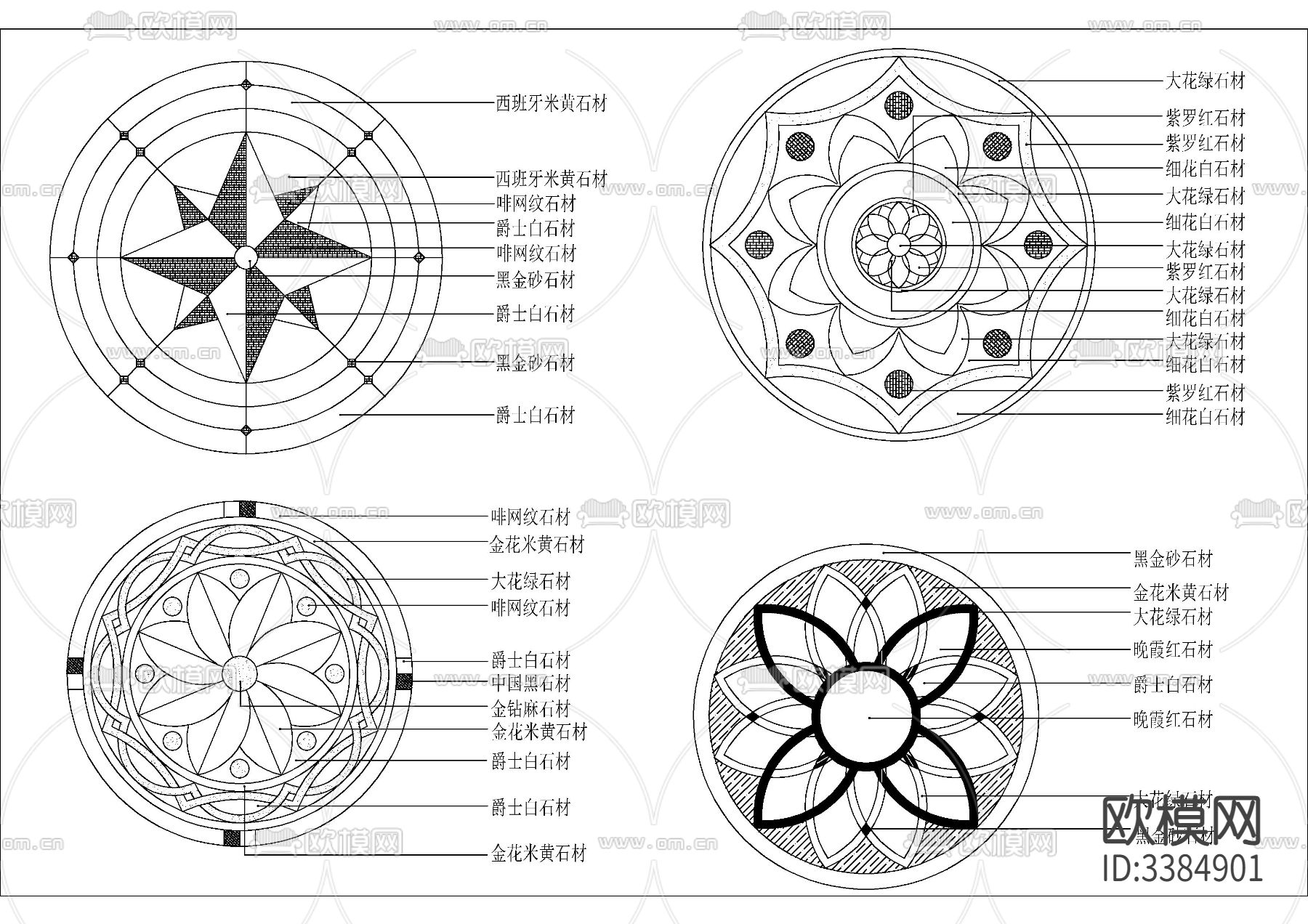铺装拼花CAD图库下载（渲染图2）