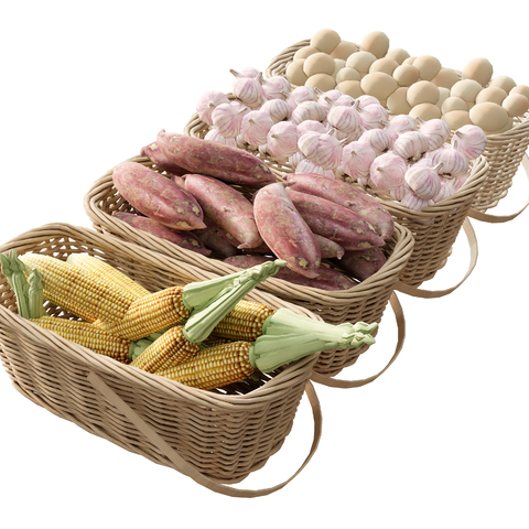  食物 玉米 红薯 大蒜su模型 