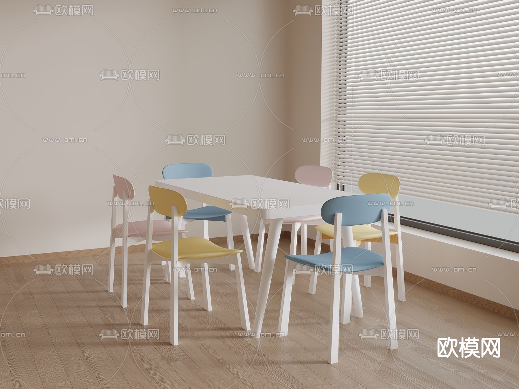 儿童桌椅su模型下载（渲染图2）