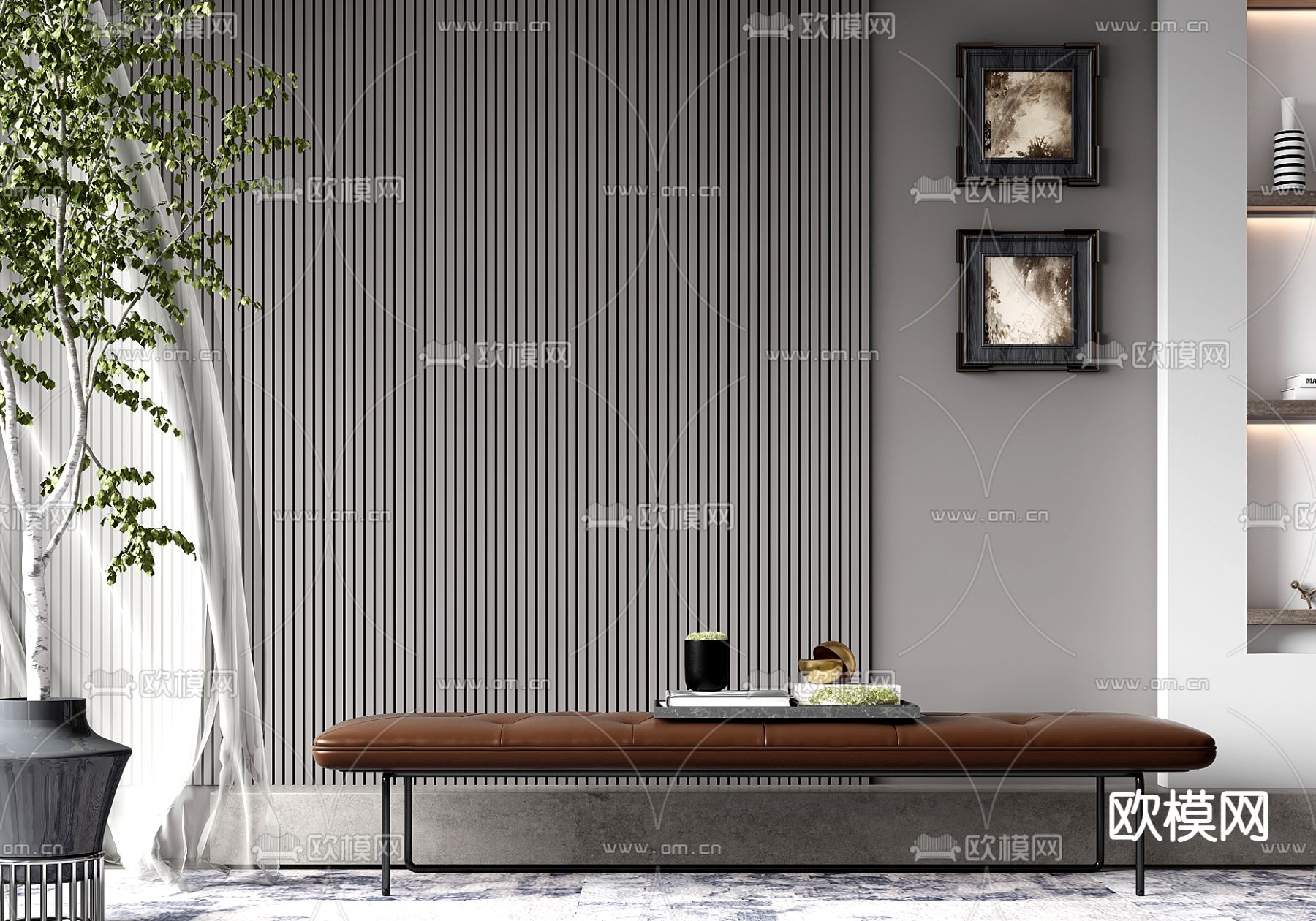 现代床尾凳 脚踏3d模型下载