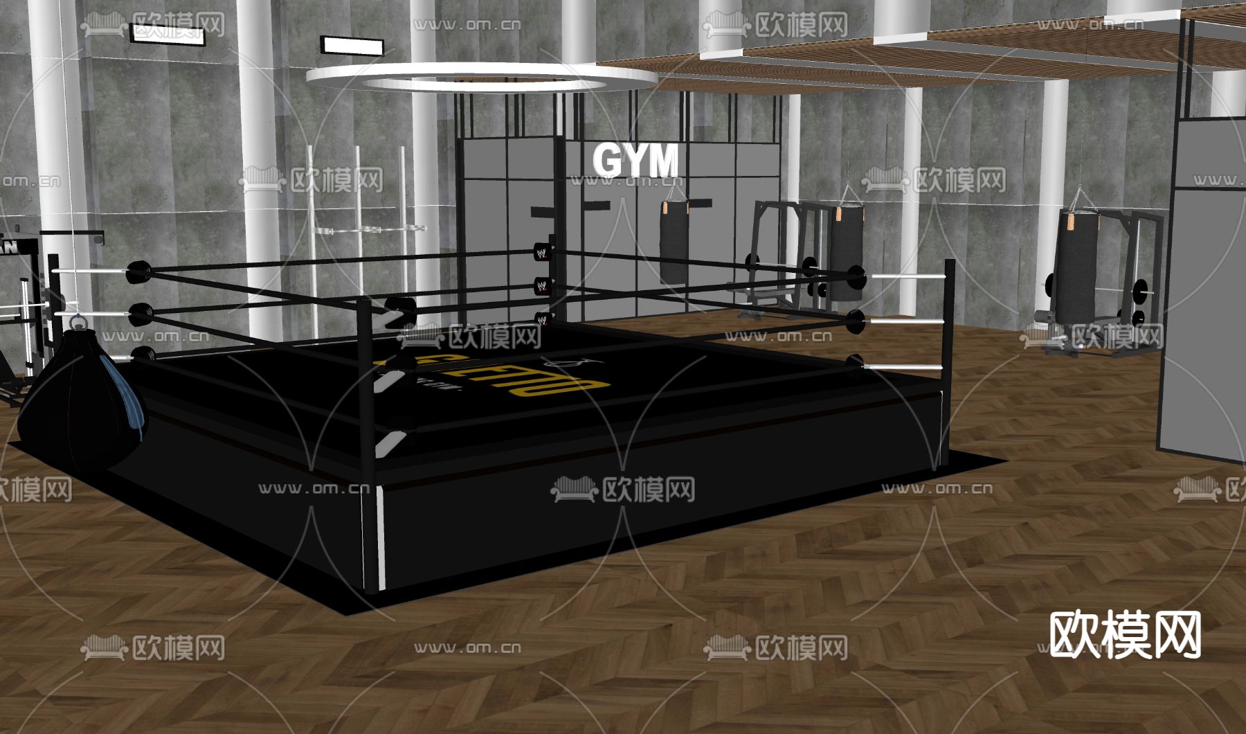 拳击馆 拳击比赛su模型下载（渲染图1）