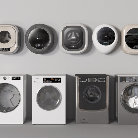  洗衣机 洗烘一体机su模型 