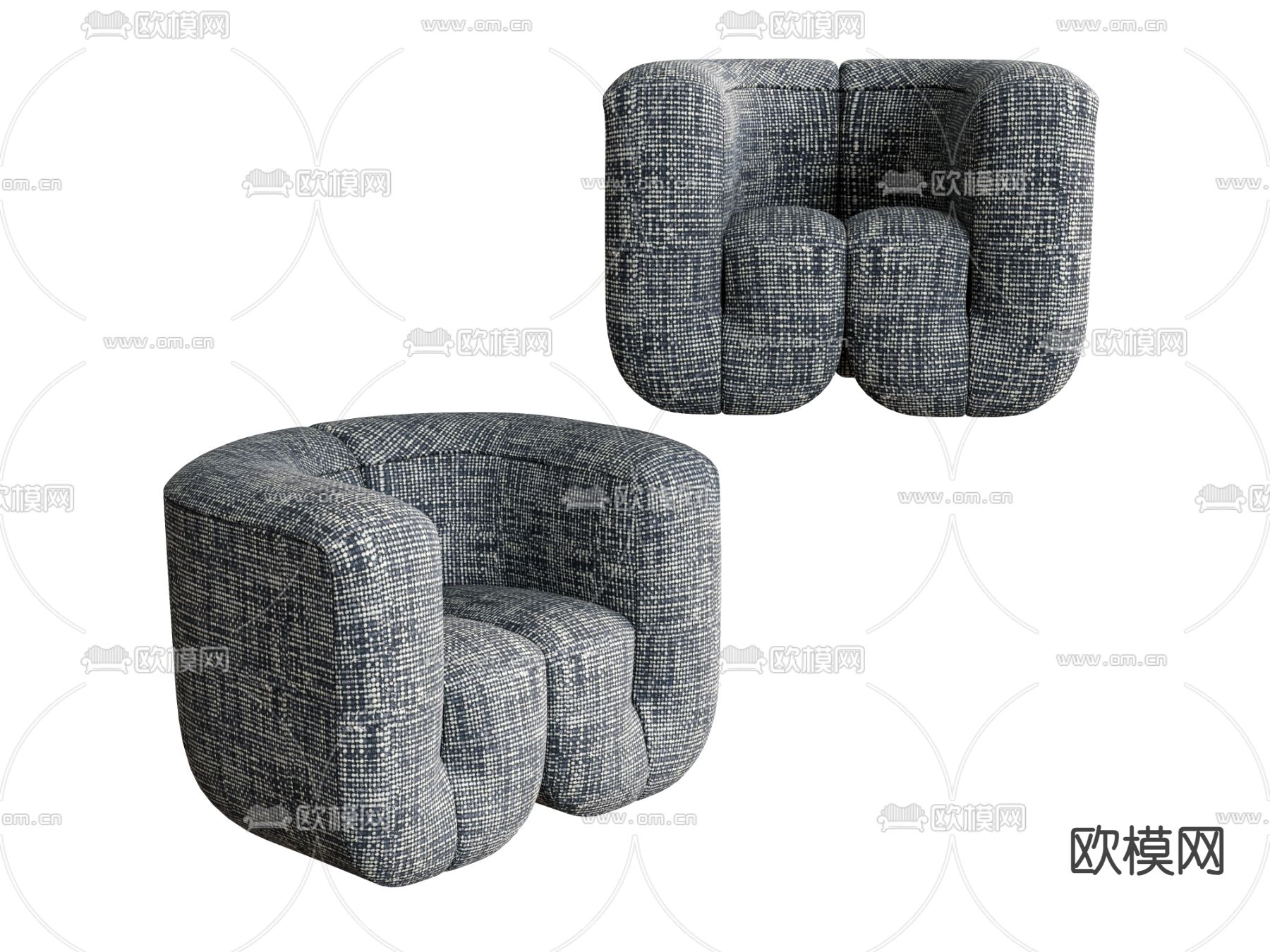 单人沙发su模型下载（渲染图2）