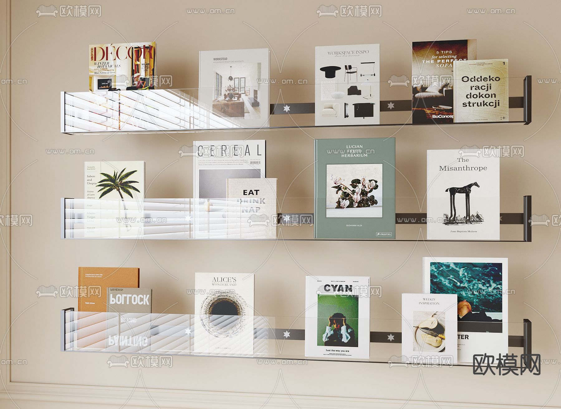 壁柜杂志架 书架su模型下载（渲染图2）