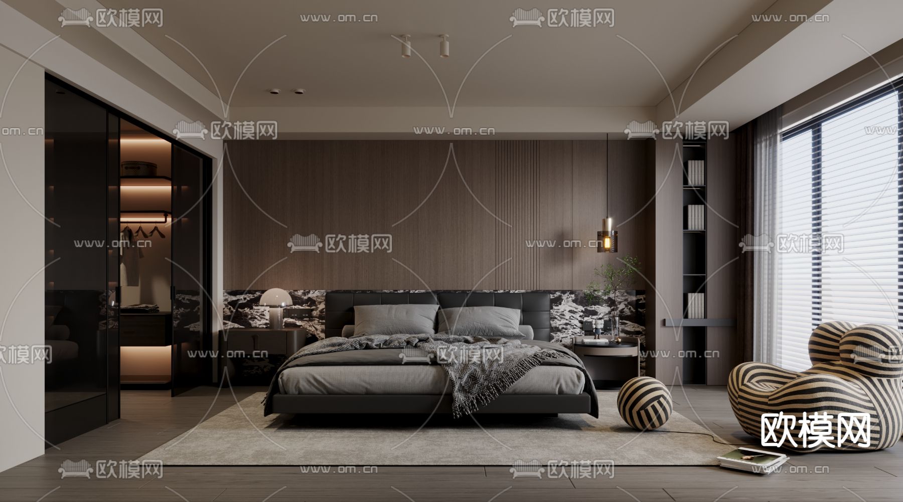 意式卧室 主卧3d模型下载