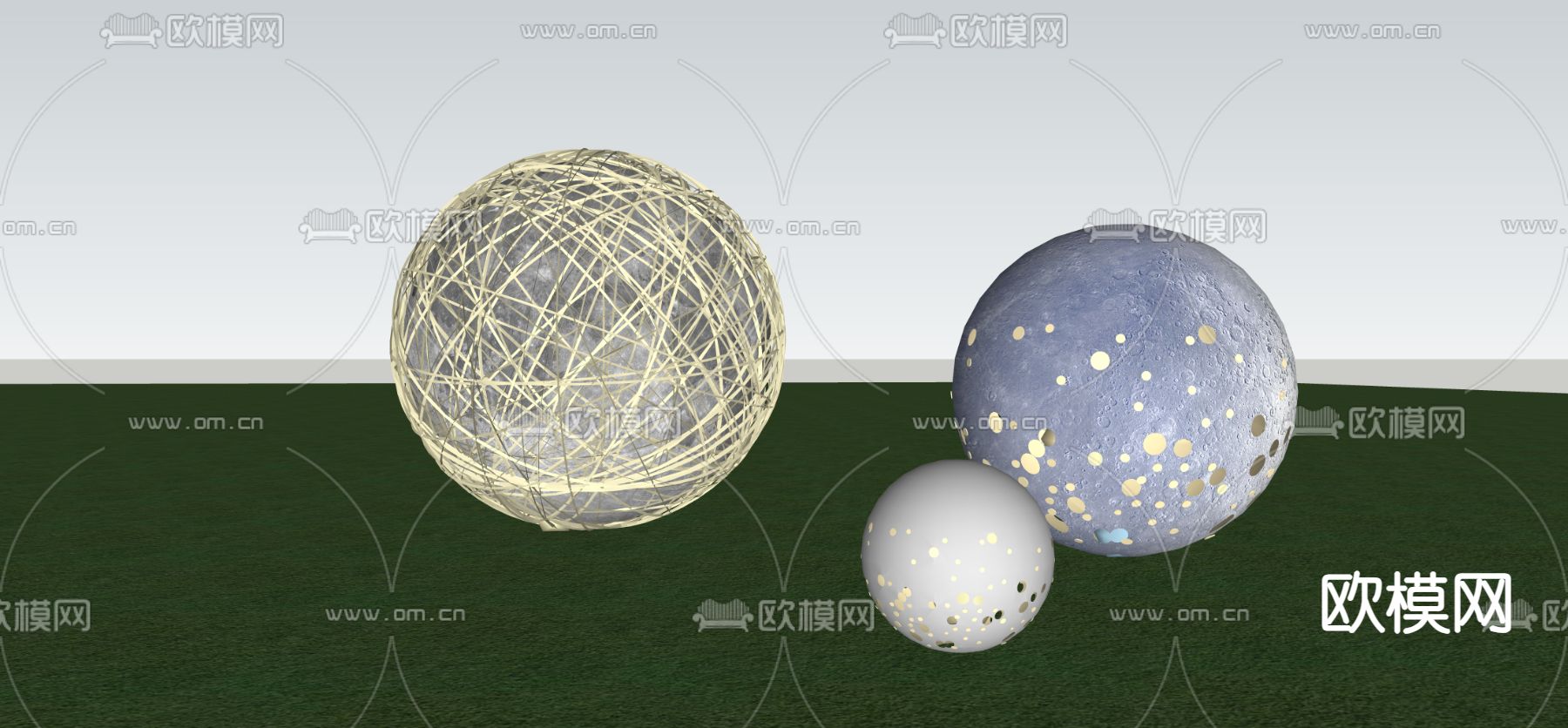 月球灯 月亮灯 氛围灯su模型下载（渲染图1）